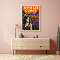 Amalfi Coast Poster Wall Art Coastal Landscape Decor