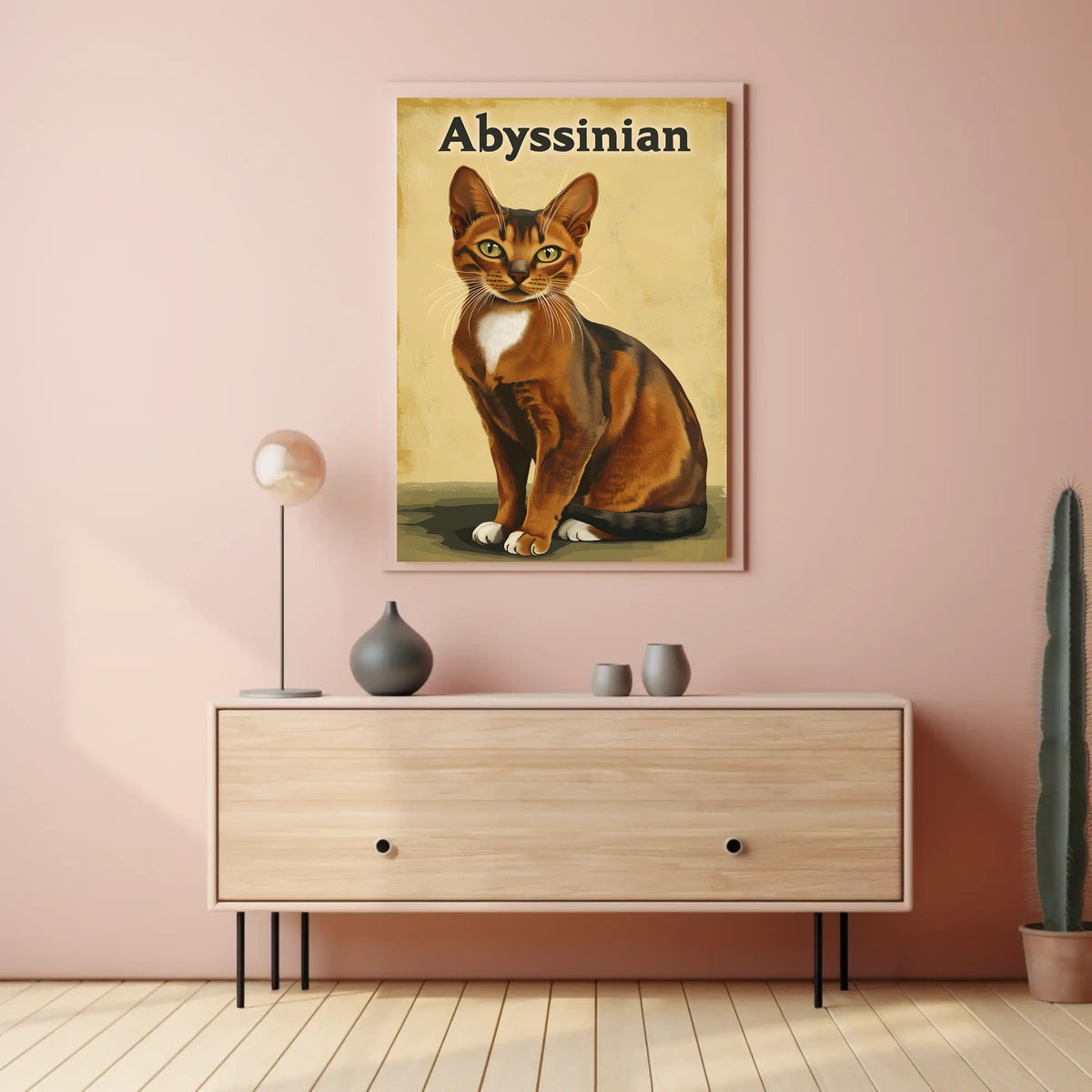 Abyssinian Cat Portrait Artwork Living Room Wall Poster