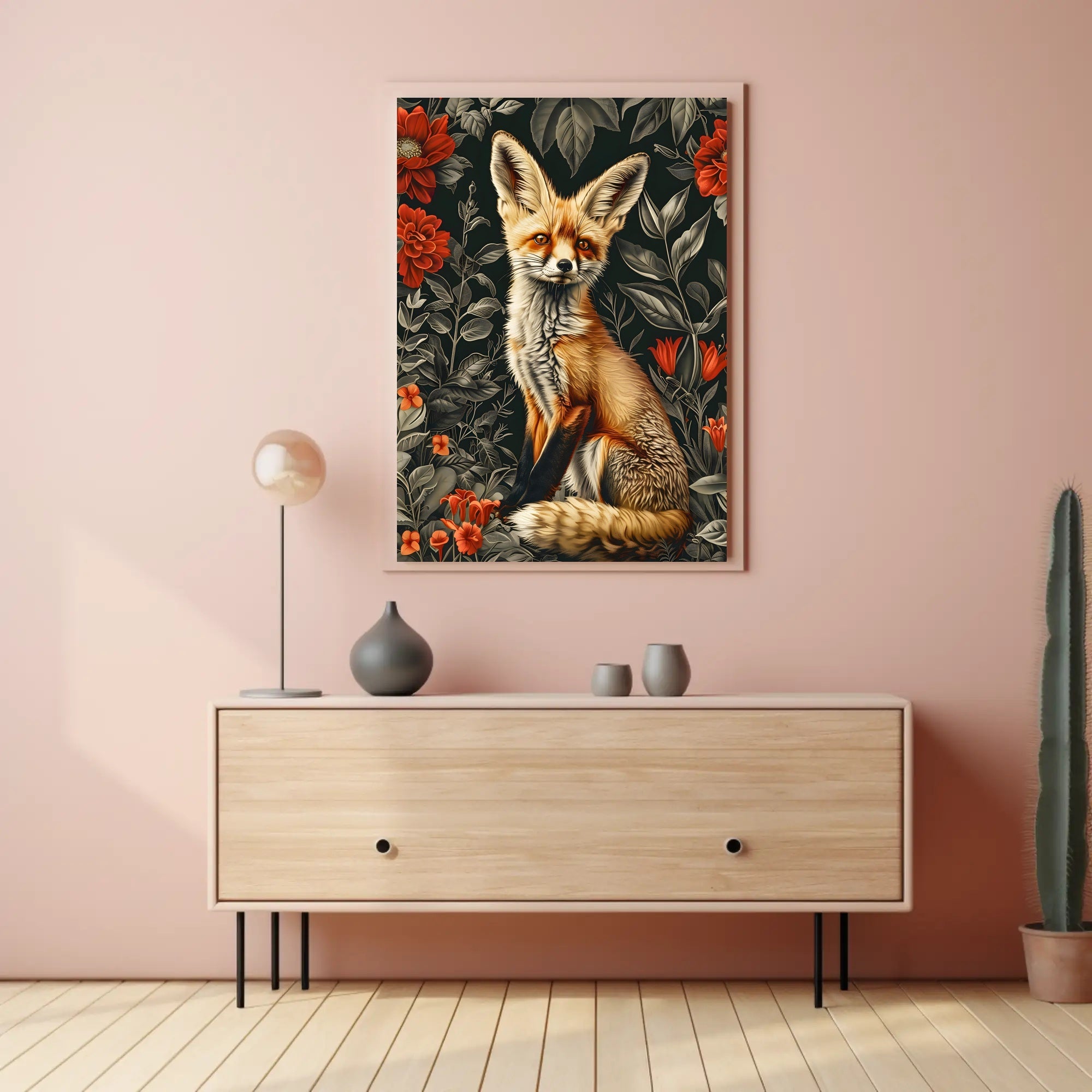 Enchanted Fox Floral Wonderland Poster