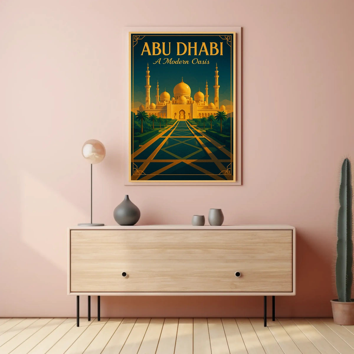Abu Dhabi Grand Mosque Vintage Travel Poster