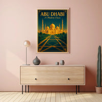 Abu Dhabi Grand Mosque Vintage Travel Poster
