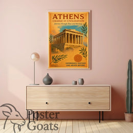 Athens Parthenon Vintage Travel Poster