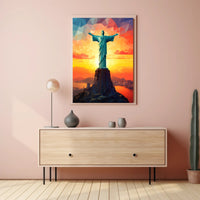 Christ The Redeemer At Sunset Poster