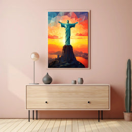 Christ The Redeemer At Sunset Poster
