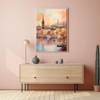 Charming European Townscape With Historical European Travel Poster
