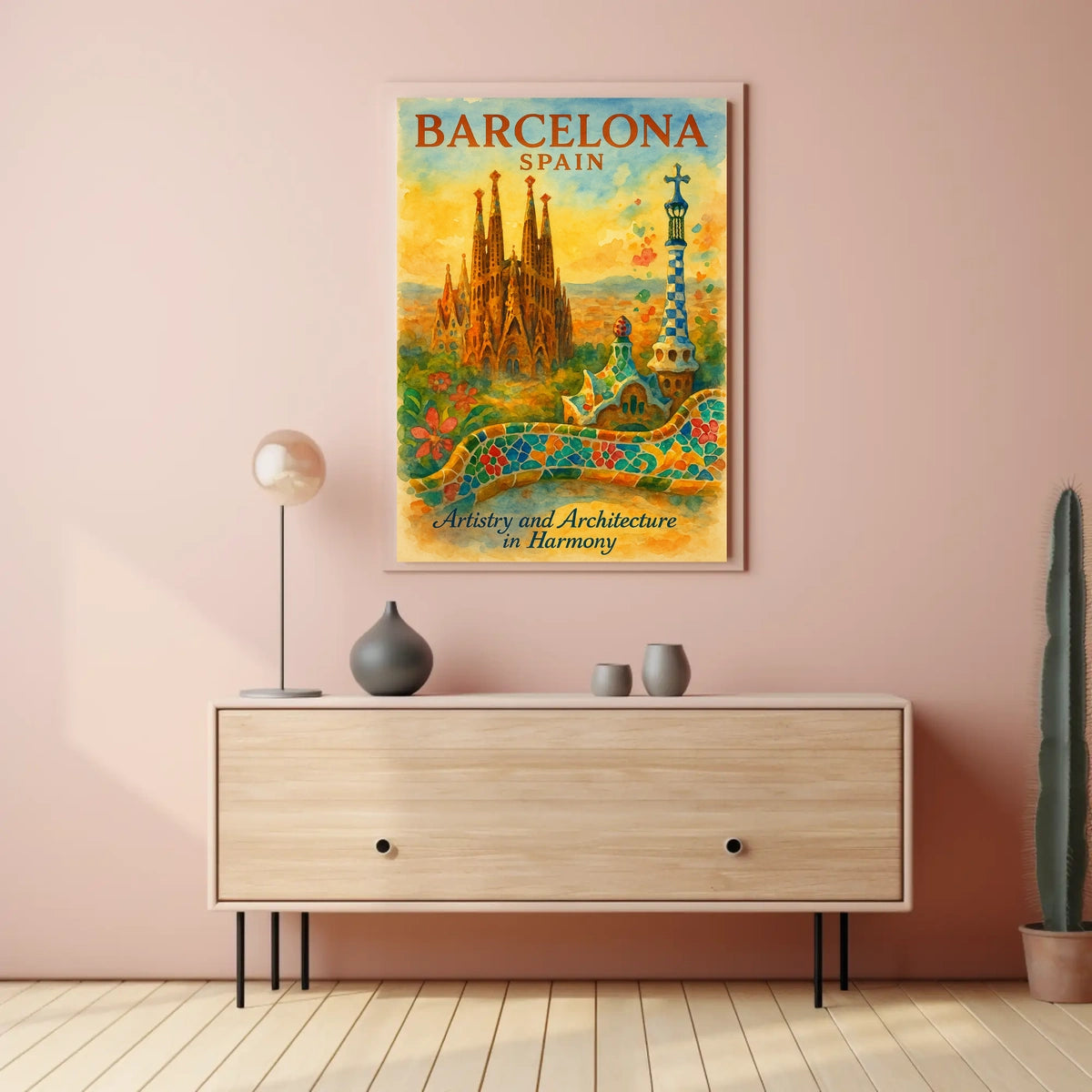 Barcelona Art Poster: Sagrada Família and Park Güell