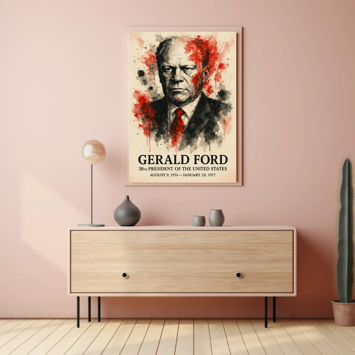 Expressionist Watercolor Portrait of 38th President Poster