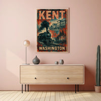 Kent Washington Vintage Railway Nostalgic Art Deco Poster