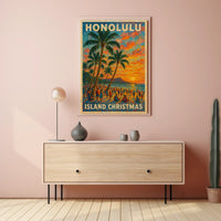 Honolulu Island Christmas Poster