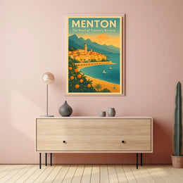 Menton Riviera Vintage Travel Poster: Sunset Serenity
