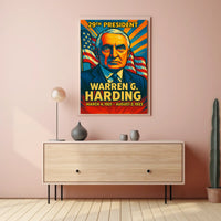 Warren G. Harding 29th President of the United States Colorful Comic Book Style Poster