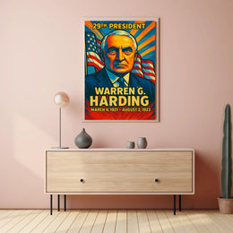 Warren G. Harding 29th President of the United States Colorful Comic Book Style Poster