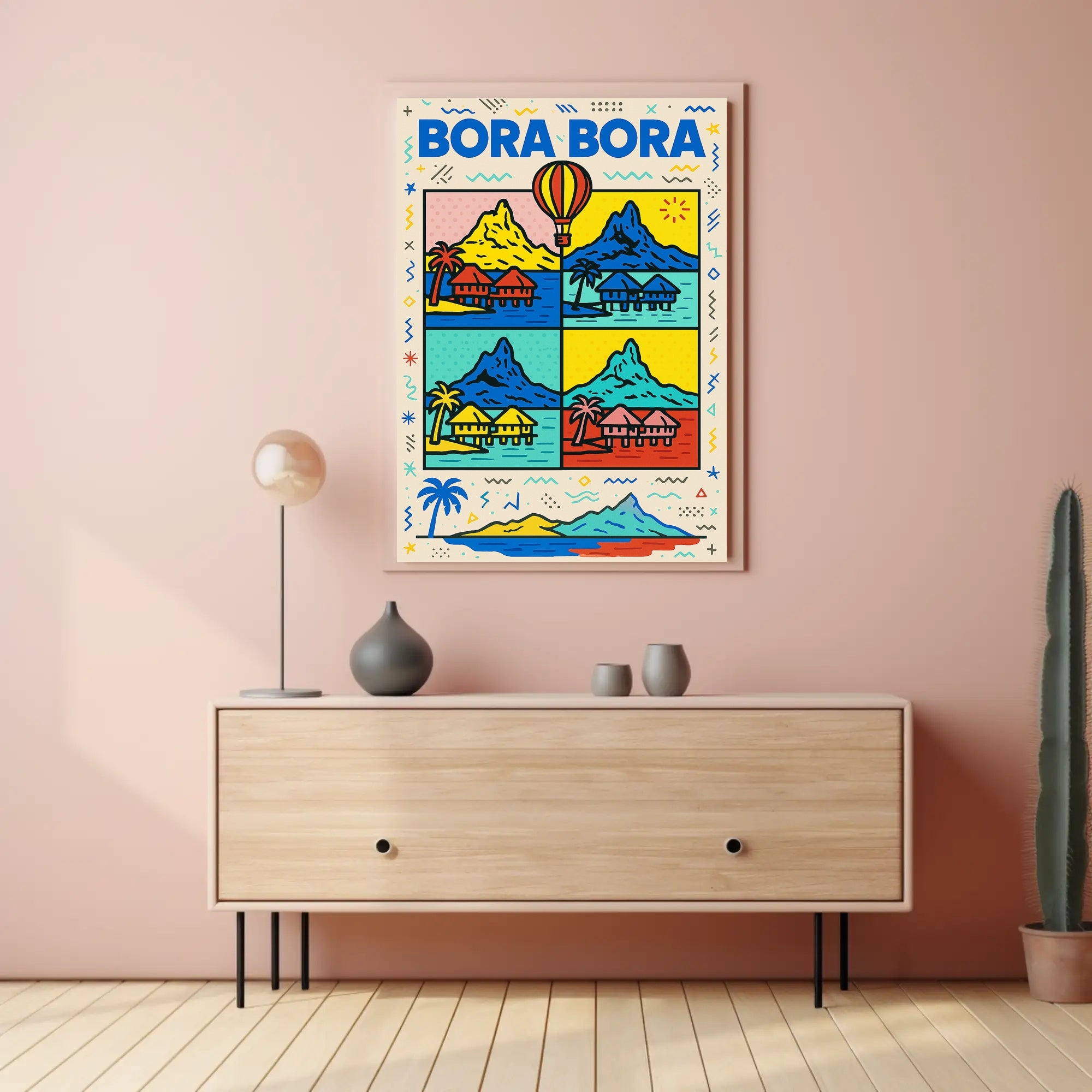 Tropical Bora Bora Pop Art Travel Poster PosterGoat