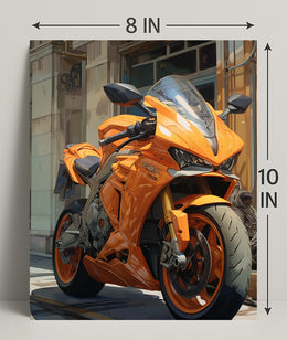 Vibrant Orange Motorcycle Poster PosterGoat