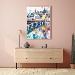 Lucerne Chapel Bridge And Old Town Switzerland Poster