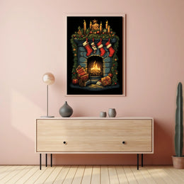 Cozy Christmas Hearth Poster