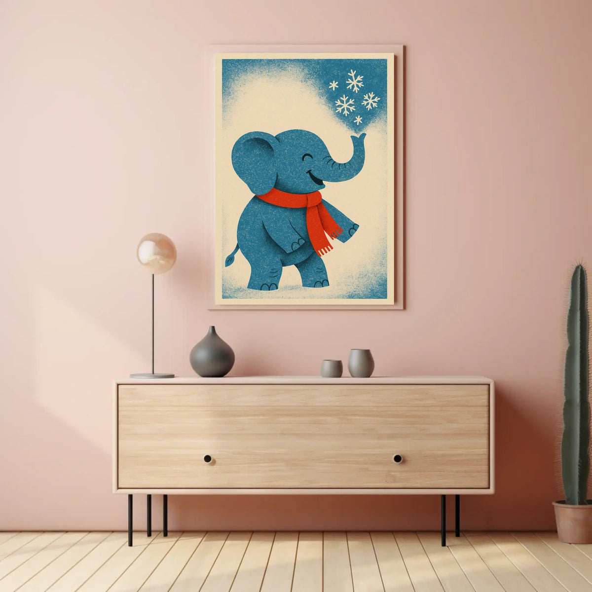 Winter Elephant Delight Poster