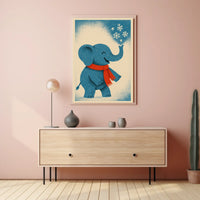 Winter Elephant Delight Poster