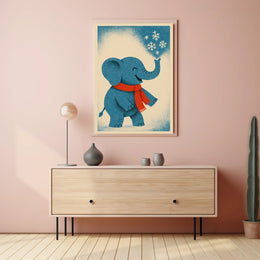 Winter Elephant Delight Poster