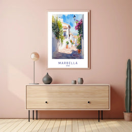 Marbella: A Picturesque Spanish Street Poster PosterGoat