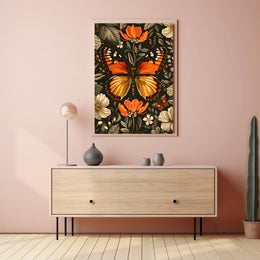 Vibrant Butterfly and Flowers Decorative Animal Poster