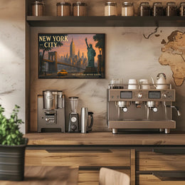Iconic New York City Poster Vintage Travel Wall Art