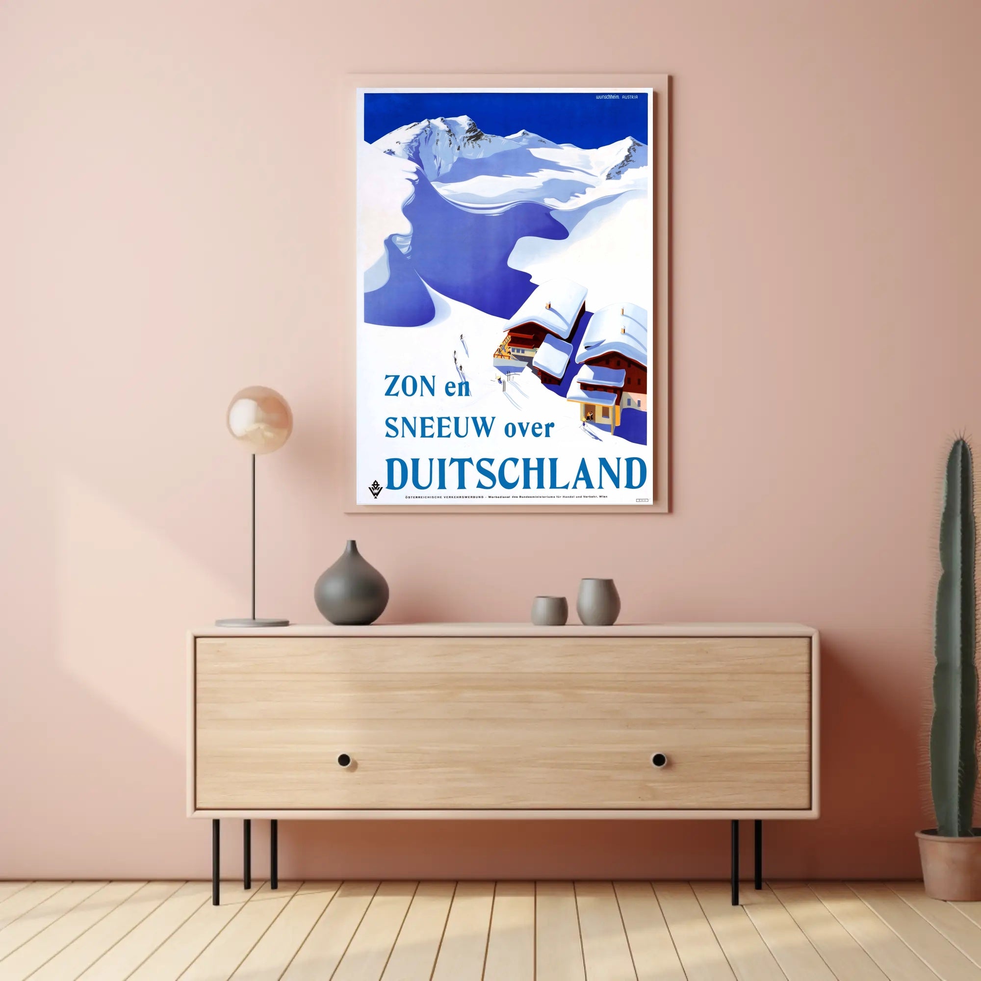 Snowy German Alps Vintage Travel Illustration Poster PosterGoat