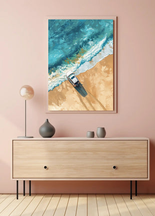 Adventure Awaits: Modern Beach Scene Travel Poster