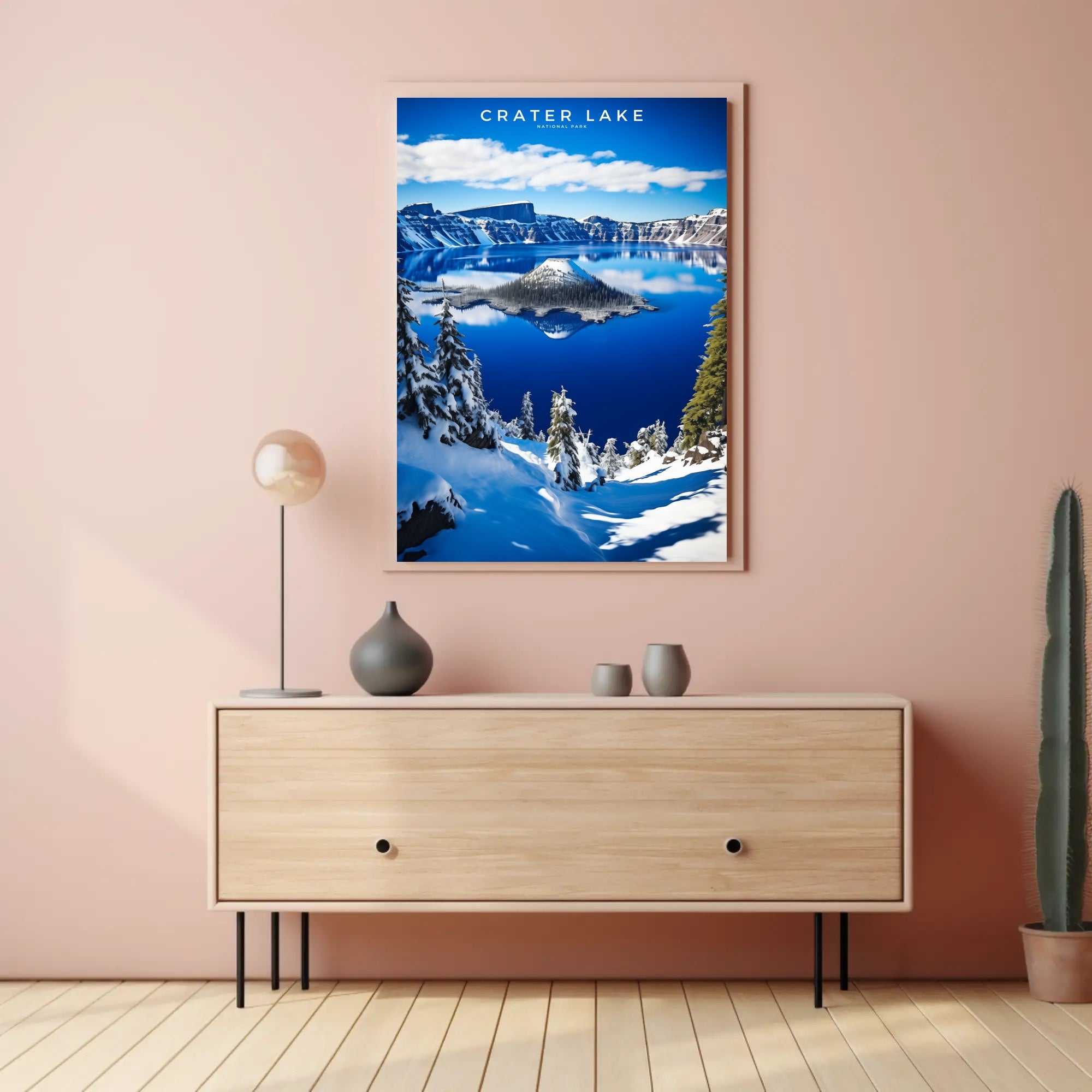 Crater Lake Winter Travel Poster Wall Art