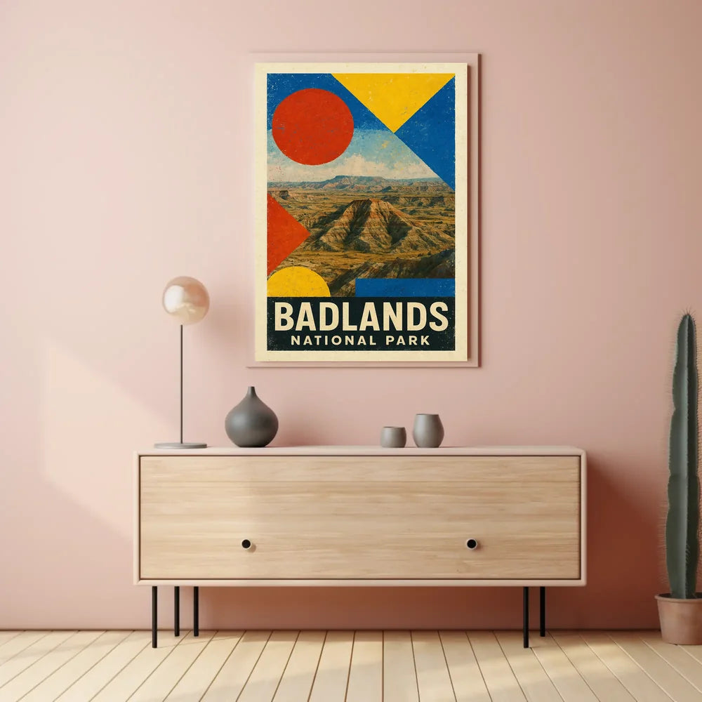 Badlands National Park Modern Geometric Abstract National Park Poster