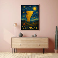 Vermont Starry Night Poster Vintage Travel Print