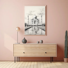 Taj Mahal Monochrome Artistic Cultural or Heritage Poster