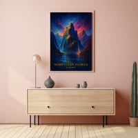 Majestic Norwegian Fjords Surreal Art Poster Print