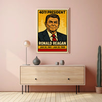Ronald Reagan 40th President of the United States Inked Comic Style Poster