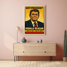 Ronald Reagan 40th President of the United States Inked Comic Style Poster