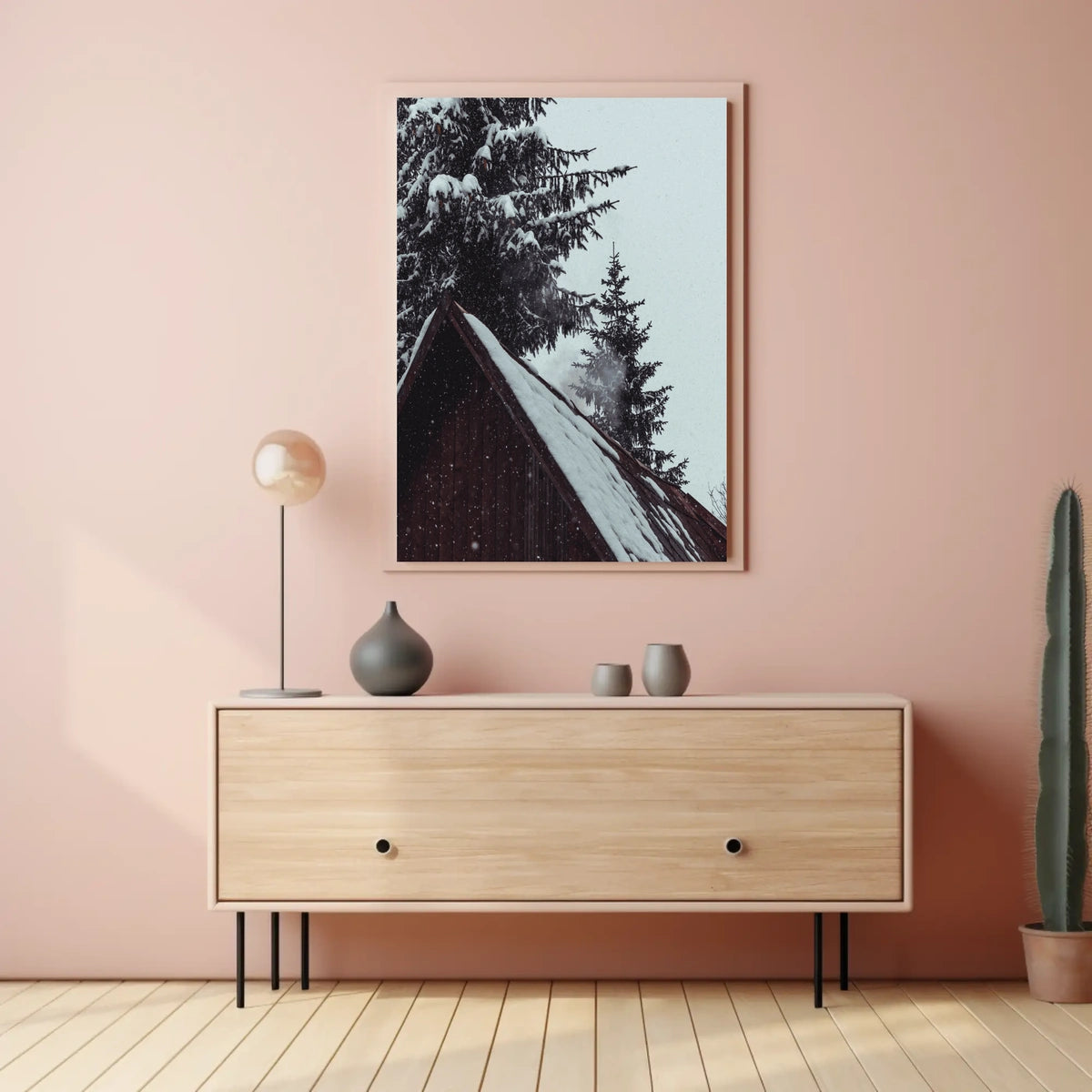 Serene Winter Cabin Scene National Park Poster