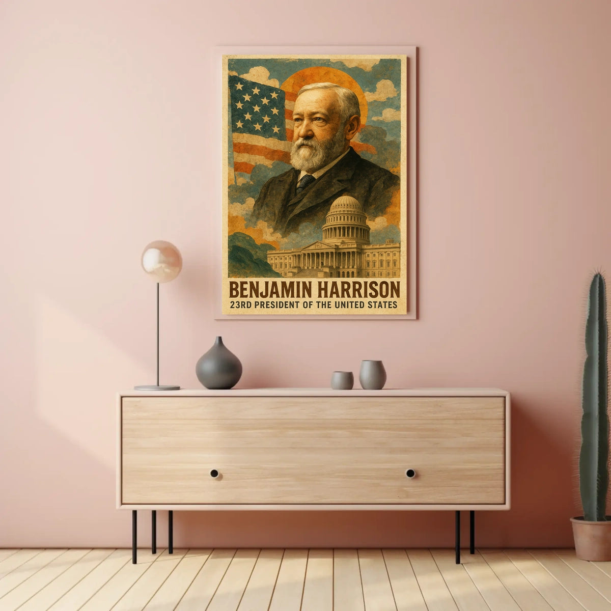 Benjamin Harrison 23rd President of the United States Layered Digital Collage Poster