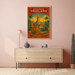 Thailand Cultural Heritage Vintage Travel Poster