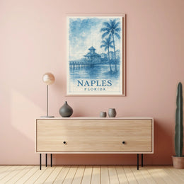 Naples Florida Poster Coastal Wall Art Beach Decor Sunset