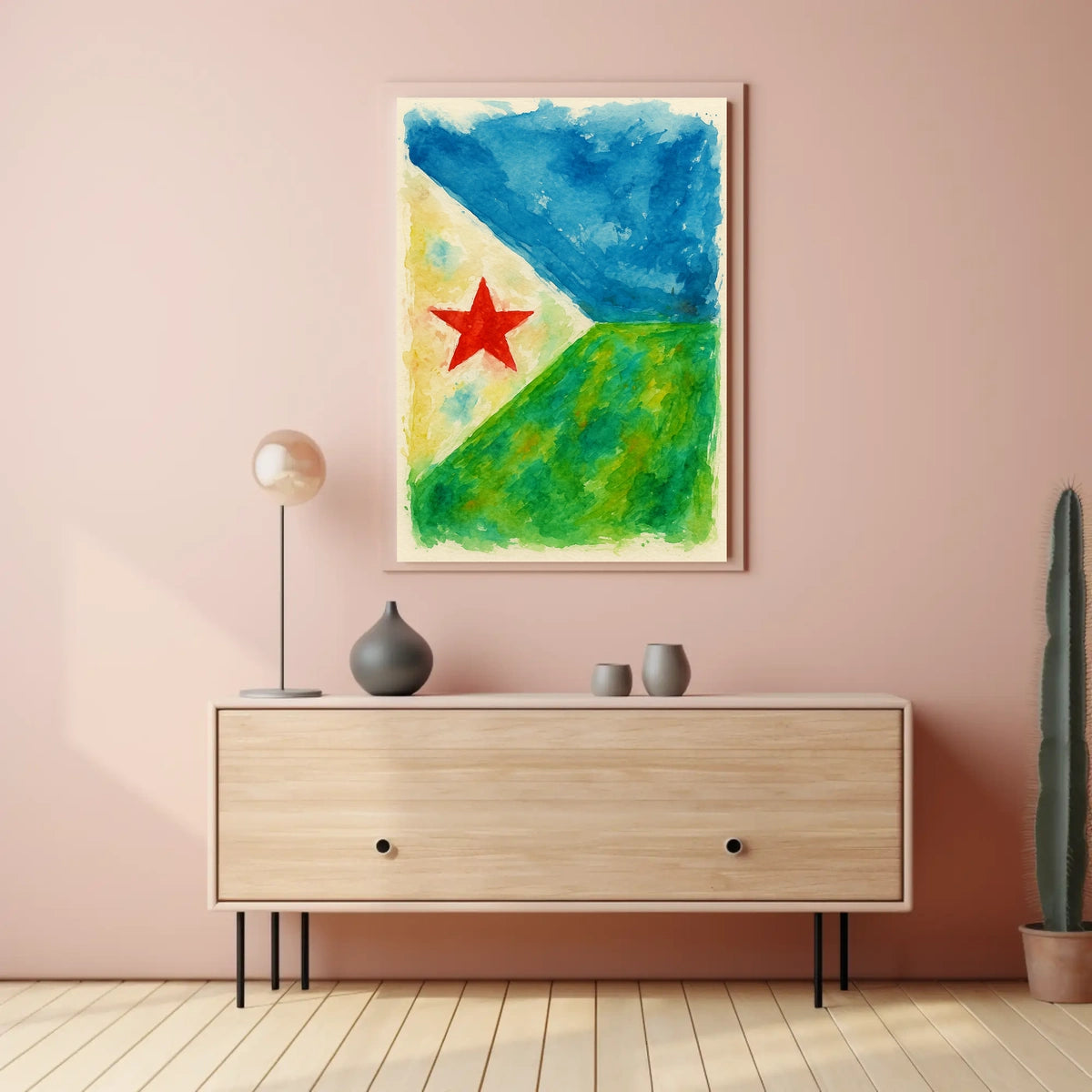 Abstract Landscape With Red Star Poster