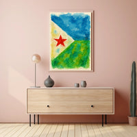 Abstract Landscape With Red Star Poster