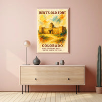 Bent's Old Fort Watercolor Poster: Historic Trading Post