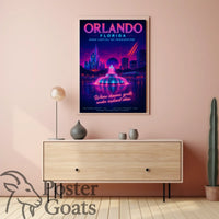 Orlando's Futuristic Neon Dreamscape: Urban Cityscape Poster