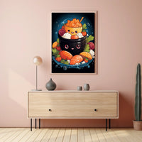 Whimsical Smiling Bowls Art Print - Abstract, Artistic, or Pop Culture Poster