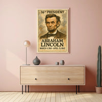 Abraham Lincoln 16th President of the United States Exaggerated Cartoon Sketch Poster