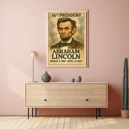 Abraham Lincoln 16th President of the United States Exaggerated Cartoon Sketch Poster