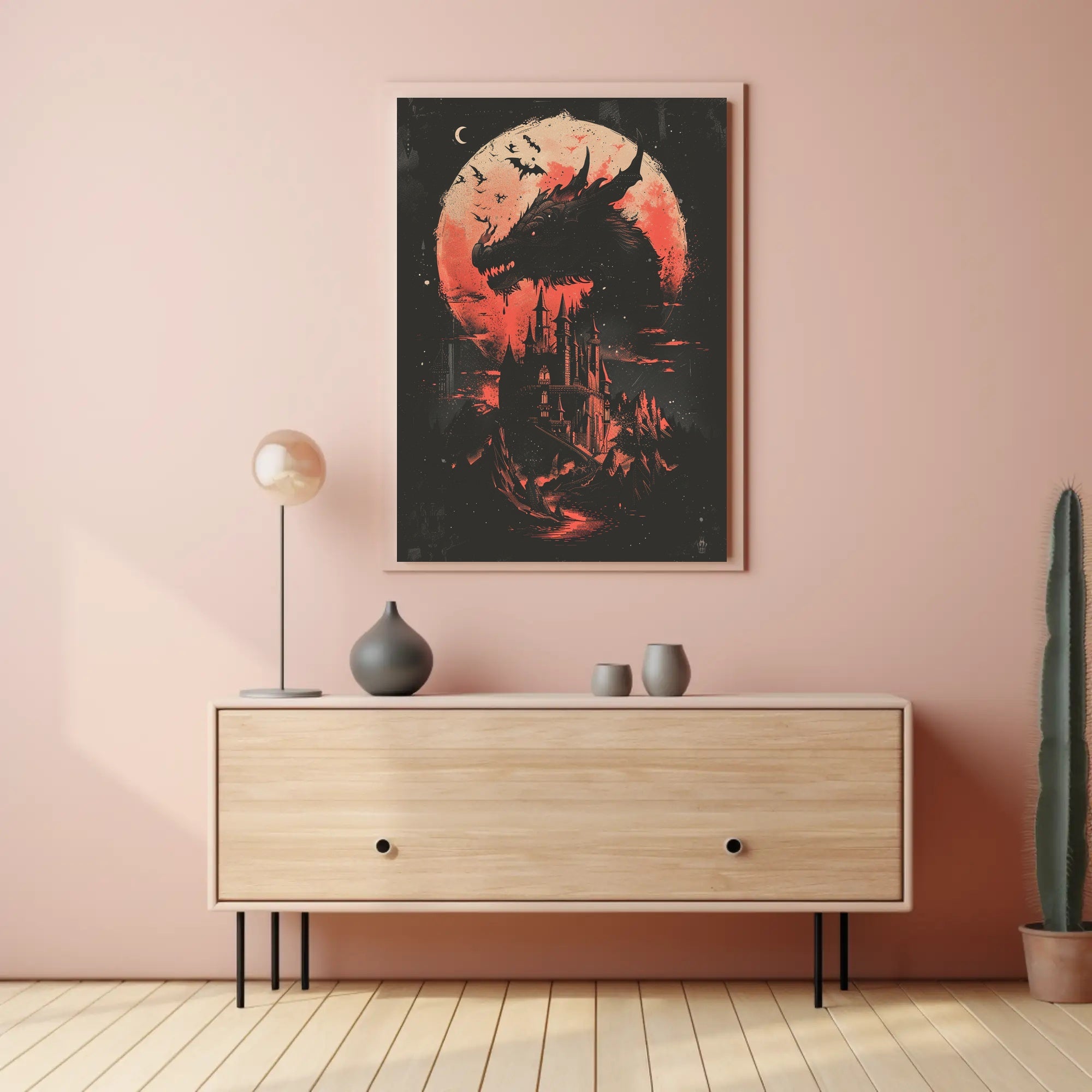 Dark Gothic Dragon Castle Fantasy Art Poster PosterGoat