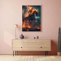Fiery Skeletal Knight in Apocalyptic Fantasy or Mythology Poster PosterGoat