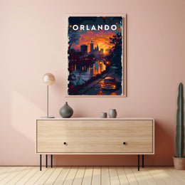 Orlando Sunset Skyline Poster