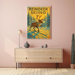 Reindeer Skiing Adventure Poster
